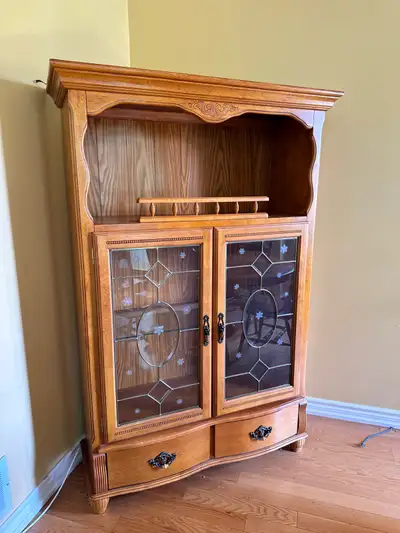 Oak Hutch with Glass Doors, View more