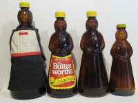 MRS BUTTERWORTH'S AMBER  SYRUP GLASS BOTTLE