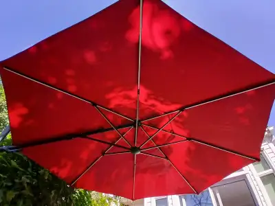 ILLUMINATED 11-ft Offset Patio Umbrella with Weighted Base, View more
