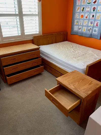 Bedroom Set | Wood | Double Trundle Bed, Dresser, Night Stand, View more