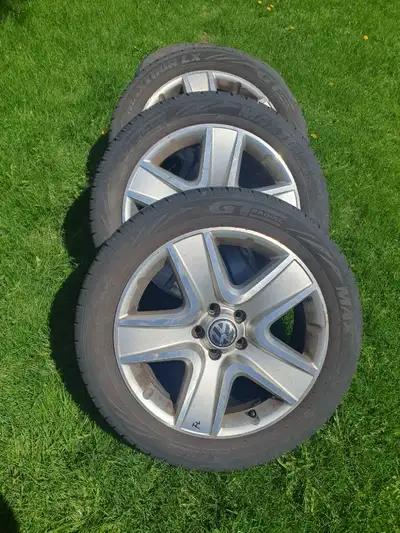 Selling almost new All season tire sets on VW alloy rims. Runs less than 10,000km during 2 seasons w...
