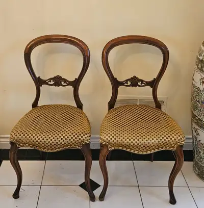 PAIR OF ANTIQUE BRITISH VICTORIAN BALLON BACK CHAIRS, CIRCA 1880, View more