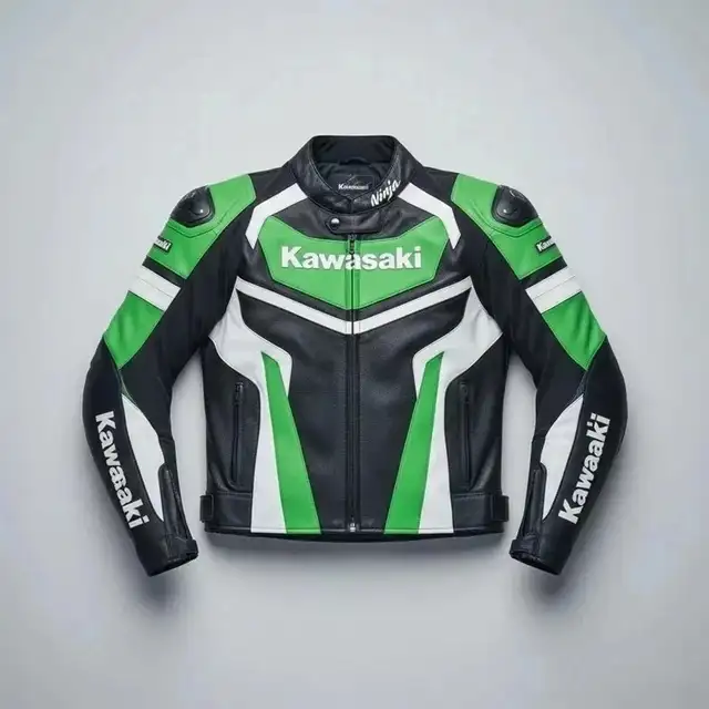 Kawasaki Motorcycle Leather Biker Jacket
