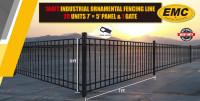 144FT Industrial Ornamental Fencing Line 7’×5’-20Panels & 1Gate