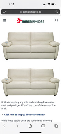 3piece ,3seater dofa 178" real leather bought from brick 