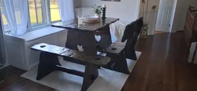 Unique Solid Wood Dinning Table with Bench seats, View more