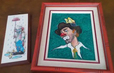 Do You Like Clowns? 1 Painting and 1 3-D Wall Hanging, View more