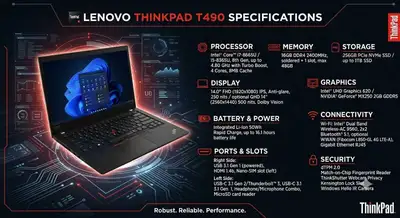 Lenovo Thinkpad T490, View more