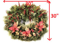 Couronne de Noel décorée 30 x 30 x 9po decorated wreath NEW/NEUF