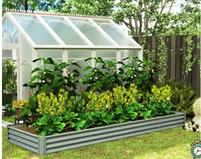 NEW 12 x 4 x 1ft Galvanized Raised Garden Bed, Reinforced Outdoor Planter Box with Open Bottom