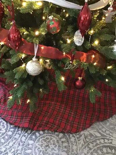 Beautiful Christmas plaid tree skirt by Canvas., View more