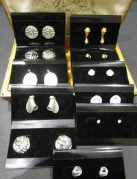 11 PAIRS NEVER WORN EARRINGS WITH VINTAGE STORAGE CASE