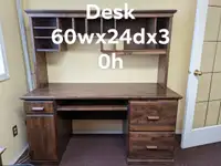 Wood desk and hutch 