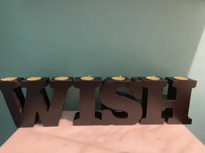 WISH Wooden Letter Candle Holder , View more