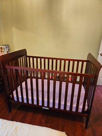 Baby crib: hardly used cherry color