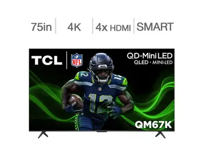 TCL 75" QD-MINI LED QM67K 4K Google Smart TV - LIMITED TIME ONLY, View more