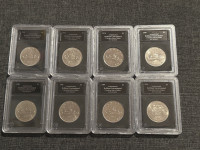 8 Brilliant Uncirculated Authentic Silver Dollars