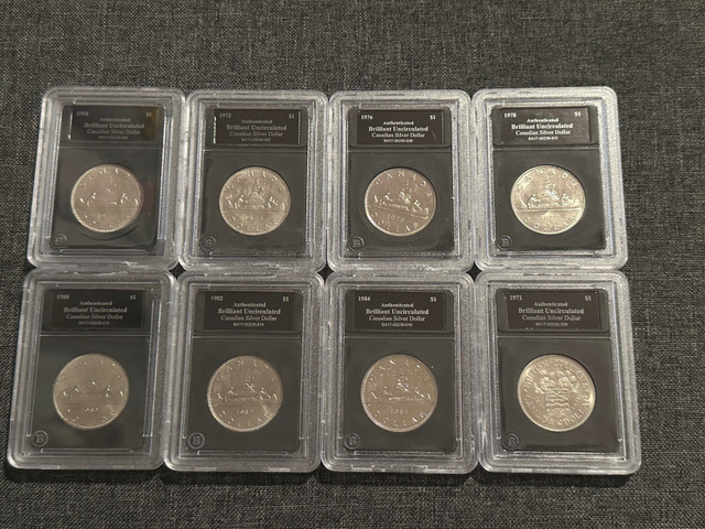 8 Brilliant Uncirculated Authentic Silver Dollars in Arts & Collectibles in City of Toronto