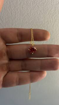 3Ct red moissanite stone silver necklace yellow gold plated 