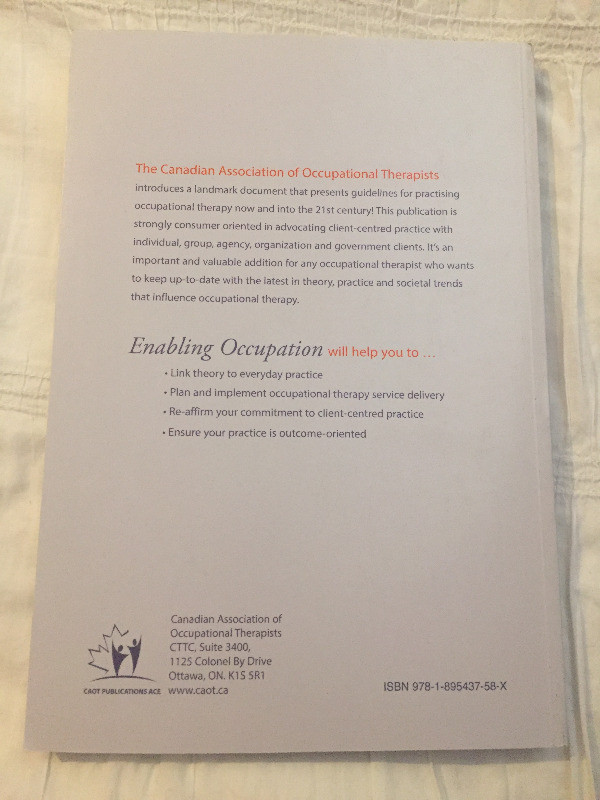 Occupational therapy textbook-enabling 1 in Textbooks in City of Toronto - Image 2