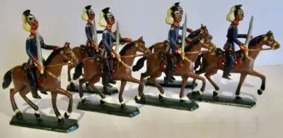 6 German Tin Toy soldiers Lancers on Horse, View more