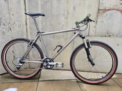 Titanium 19" frame Complete Shimano XT groupset New Schwalbe Billy Bonkers tires New Titanium seatpo...