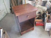 1970s SOLID WOOD SINGLE DRAWER NIGHT STAND $30. CABIN DECOR