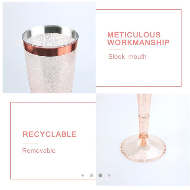 MR.FOAM Disposable Champagne Flutes 6PC Rose Gold Glitter in Holiday, Event & Seasonal in Regina - Image 2