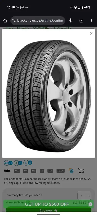 Get ready to roll with this excellent set of Continental ProContact RX tires, sized at 255/45R19! Th...