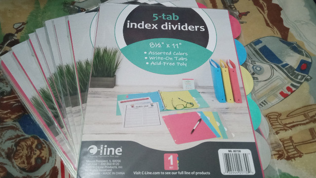 x12 Intercalaires d'index 5 onglets Poly Binder Index Dividers dans Autre  à Ville de Montréal