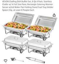 VEVOR Chafing Dish Buffet Set, 8 Qt 4 Pack, Stainless Chafer