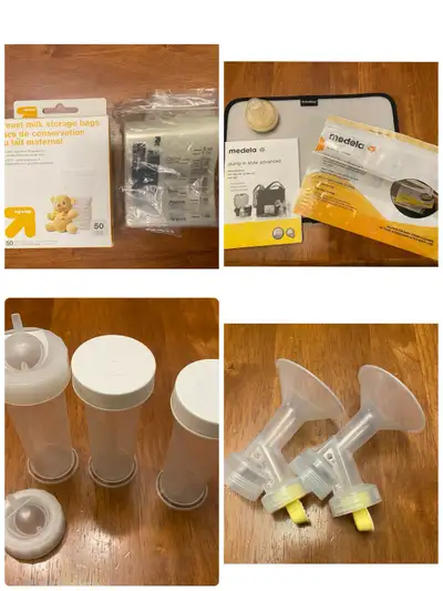 Medela breast pump plus accessories, View more