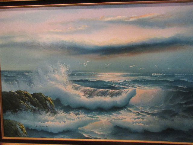 Large Seascape oil on canvas, original by K Samuel, 44"W X 31" H in Arts & Collectibles in Mississauga / Peel Region - Image 2