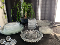 Indiana glass clear diamond point set of dishes 