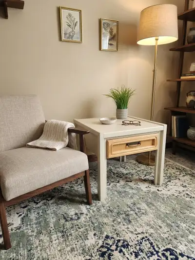Huppe side table - white and natural wood, View more
