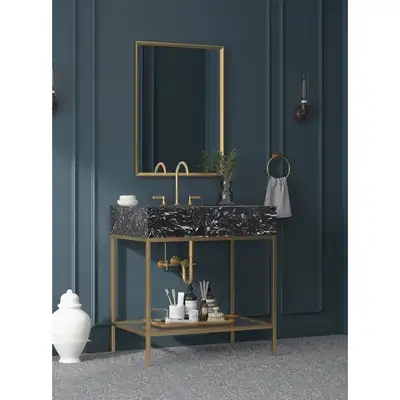 Marmo Black Engineered Marble Bathroom Vanity Marmo Collection by Meridian Furniture SKU: 406Black-3...