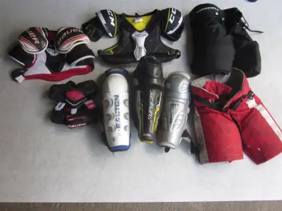 Youth Hockey Equipment, Shoulder/knee/elbow pads, pants, bags, View more