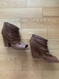 Brown Leather High Heel Women's Shoe