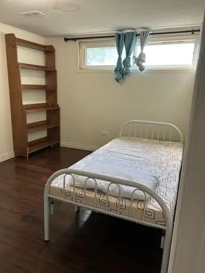 Private Room for rent in the basement. Semi furnished. Shared kitchen , washroom and laundry. No par...