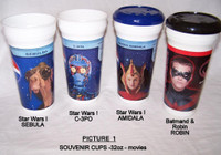 Vintage,Promotional/Souvenir cups/glasses–Movies& Baseball$5each