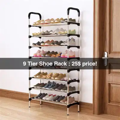 Shoe Rack, 9 Tier Shoe Rack Standing Storage Organizer，Stainless, View more