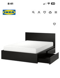 IKEA Malm Bed frame with two drawers. King