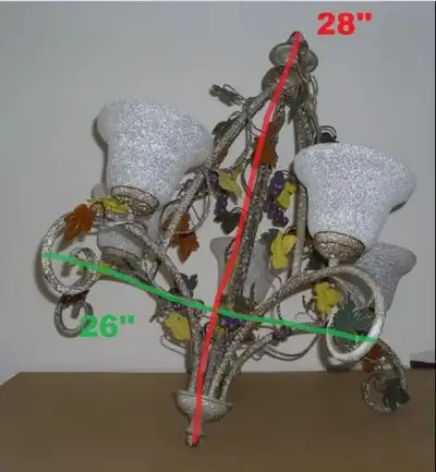 Rare - super hard to find Chandelier 5 shade chandelier See picture for approximate dimensions