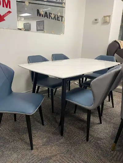 7pc brand new marble dinning set, View more