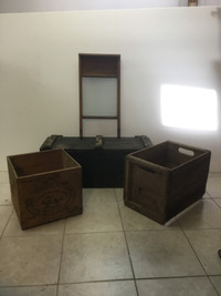 Vintage Washboard, Wooden Boxes Crates, 65 each