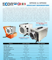 EcorPro EPD30 and EPD50 Desiccant Dehumidifiers