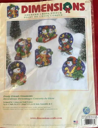 Dimensions Frosty Friends Christmas Ornaments Cross Stitch Kit, View more