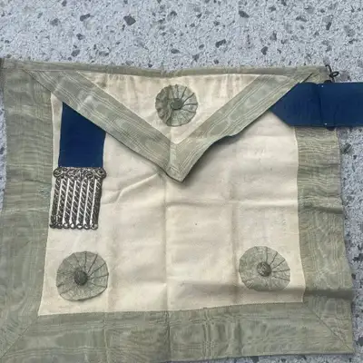 Vintage Freemason Master Mason Apron Masonic Regalia Leather Ros, View more