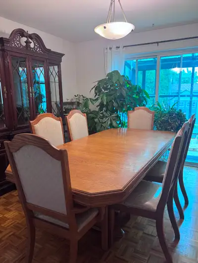 Solid Wood Dining Table with Six Chairs, View more