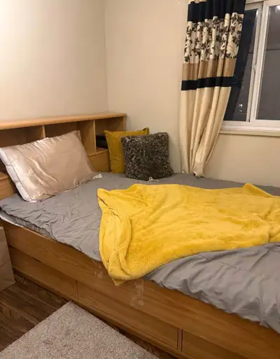 Double size bed with three storge drawers, View more